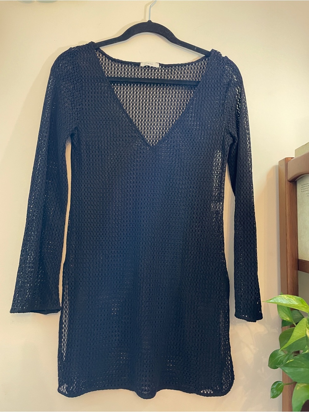 Noo Black Mesh Mini Dress Size 36 / Small